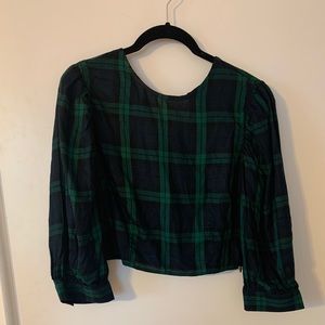 Plaid cropped quarter sleeve top
